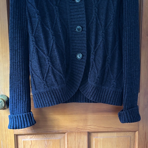 GH Bass Heritage Black Cable-Knit Shawl Collar Cardigan - Picture 16 of 16